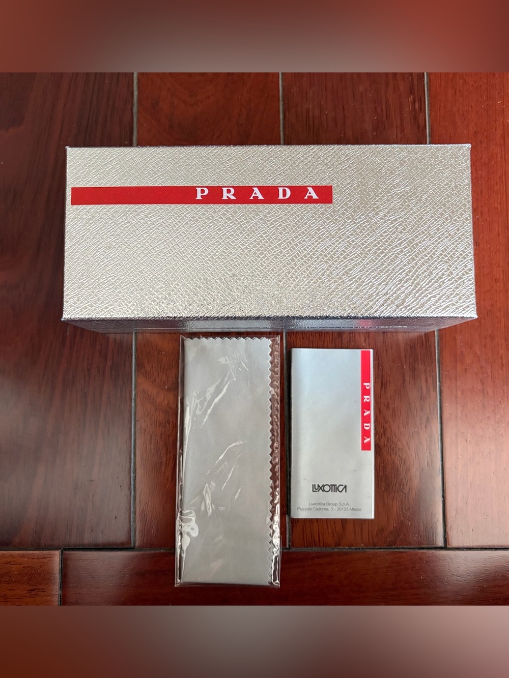 Prada Silver Textured Eyewear Box with Cleaning Cloth